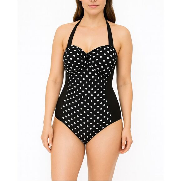 Magicsculpt Retro polkadot one piece Colorblock swimsuit NWT - Picture 1 of 6